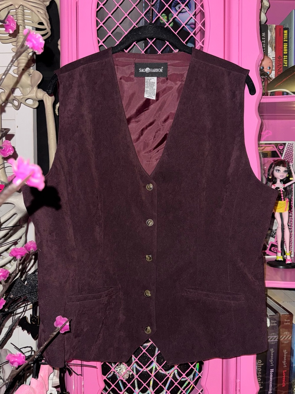 VTG Sag Harbor faux suede vest size 16